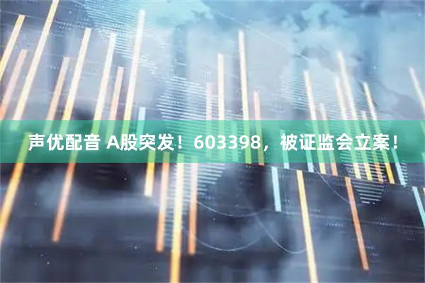 声优配音 A股突发！603398，被证监会立案！